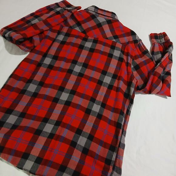 MAMBO Men's MED Red Plaid Flannel Shirt 100% Cotton Lightweight Fabulous Quality - Picture 6 of 12